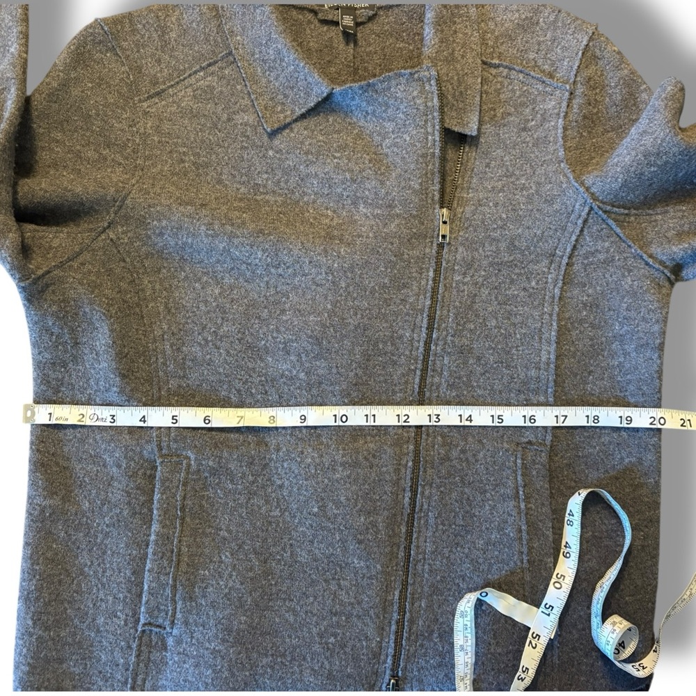 Eileen Fisher Wool Alpaca Herringbone Motorcycle Jacket Medium Moon Gray  Moto - Picture 9 of 12